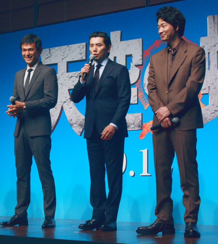 江口洋介、本木雅弘、綾野剛、映画『天空の蜂』完成報告会見にて