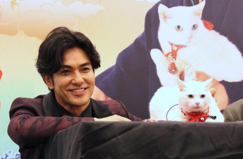 北村一輝、現地の白猫シャドウちゃん（メス、５歳）と