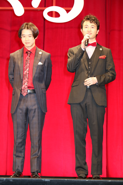 矢本悠馬、森永悠希、映画『ちはやふる -上の句-』完成披露試写会にて