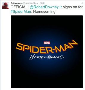 ロバート・ダウニーJr『SPIDER-MAN: Homecoming』に