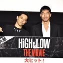 AKIRA（右）、小澤雄太、映画『HiGH&LOW THE MOVIE』初日舞台あいさつ＠大阪・なんばパークスシネマにて