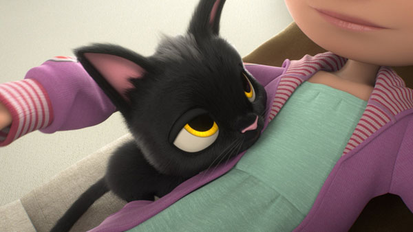 飼い主に甘えるルドルフ、映画『ルドルフとイッパイアッテナ』より