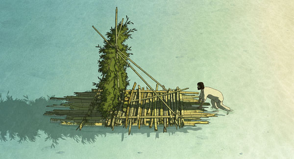 筏が完成！映画『レッドタートル ある島の物語』（マイケル・デュドク・ドゥ・ヴィット監督）より