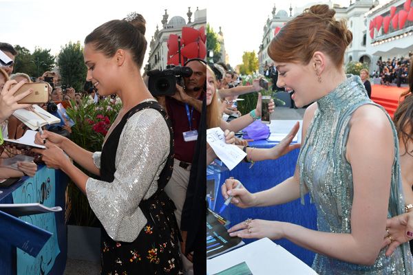 サイン攻めにあうアリシアとエマ、第７３回ヴェネツィア国際映画祭　