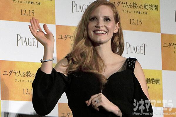 Piagetのジュエリーを身に着けたジェシカ・チャステイン